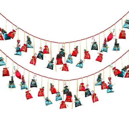 24 Dagar Nedräkning Julkalender Ornament Godis Presentpåsar Hängande Semesterfest Dekorationer För Barn