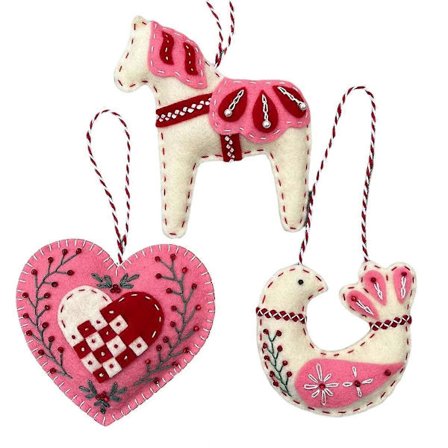 Filt Håndverk Broderi Filt Hest Fugl Hjerte Broderisett Skandinavisk Folk Håndlagde Håndverk Dekorasjon