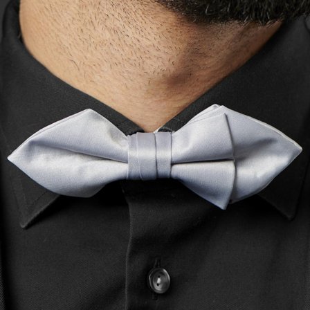 Light Grey Basic Pointy Pre-Tied Bow Tie for Men - Pre-tied bow ties