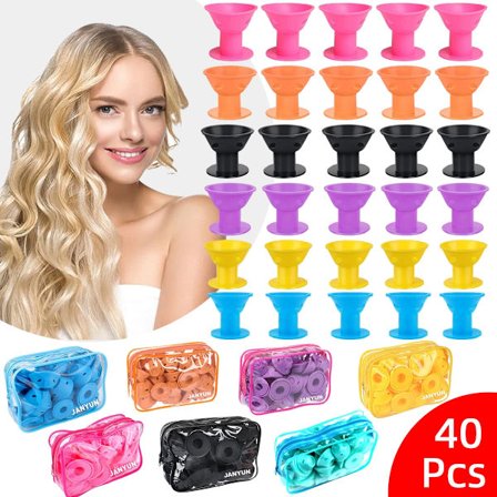 40 Pcs Soft Silicone Hair Rollers Magic Hair Curlers with Bags No Heating Do Not Hurt Hairs Clips for Curls Styling Girls Lady