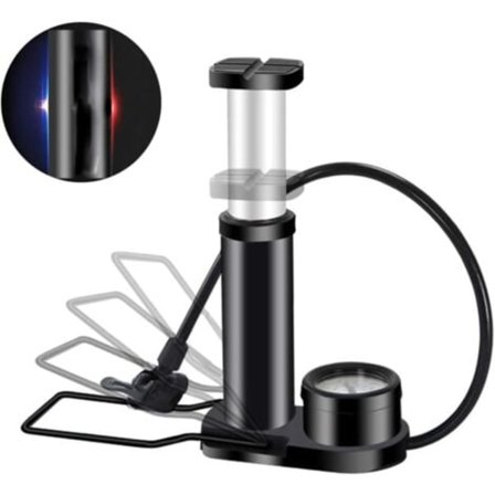 Cykepumpe til alle cykler - Mini bærbar cykelpumpe - Multifunktionel - Fodpumpe - Cykelpumpe med manometer - Sort
