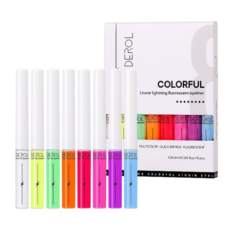Neon Liquid Eyeliner 8 Colors Uv Glow Matte Quick Dry Water Soluble Color Eyeliner For Daily Wear And Halloween Christmas
