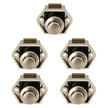 10 stk Mini trykknapp skuff skap dør lås lås campingvogn bobil nikkel båtlåsknapp