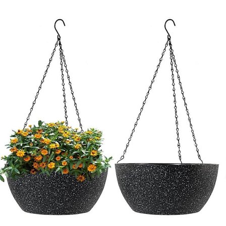 10" Hängande Plantkrukor för Utomhusväxter med Dräneringshål och Kedja, 2-pack (Kompatibel med Ha)[YDE]