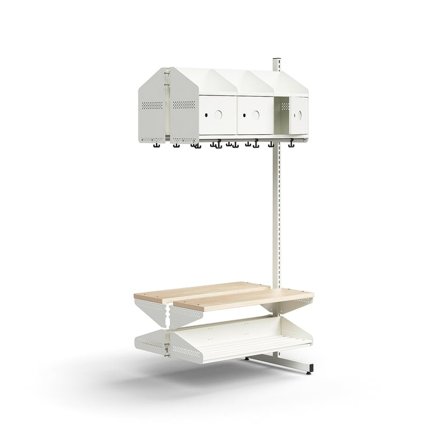 Garderobemodul ENTRY, påbygningssektion gulv, 6 metaldøre med plads til labels, 1800x900x600 mm, hvi