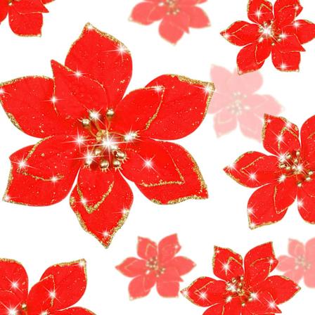 24 kpl Joulukiilto Poinsettiakukat H Faux Kukat Joulukoristeet Koristeet Joulukuuseen Uusivuosi (10cm) red