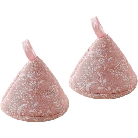 IC Håndtak for 2 bomulls gryter, varmebestandig stoff Grytegriper Matlagingshansker Ovnvottar Minitriangel Isolerte sklisikre grytelokk (blomrosa)