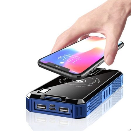 80000mAh Solar Trådløs Power Bank Høj Kapacitet Bærbar Eksternt Batteri med LED lommelygte