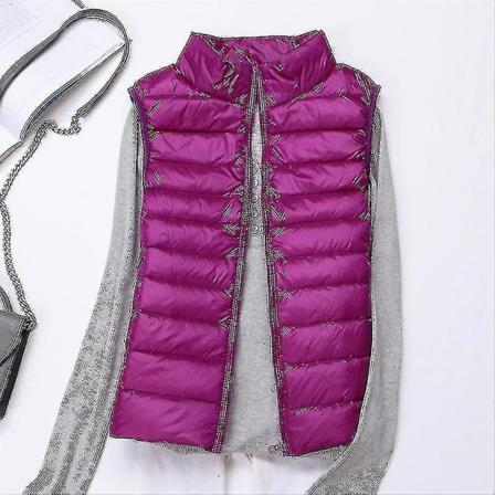 Ærmeløs vinterbukser til kvinder - let quiltet pufferdunvest for varme Purple XXL