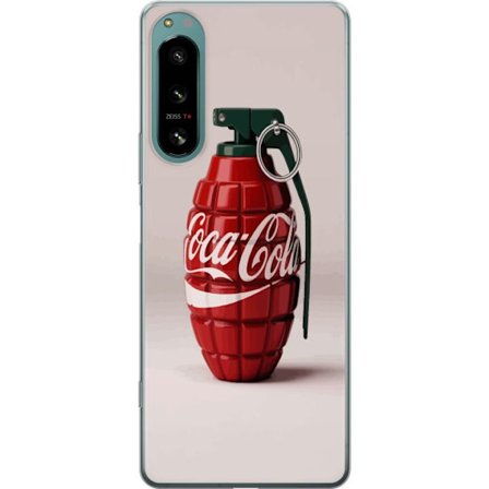 Yhteensopiva Puhelinkuori Sony Sony Xperia 5 IV Taiteellinen kuva Coca Cola -granaatista punaisena ja vihreänä, pop-art-inspiroitu motiivi leikkisä