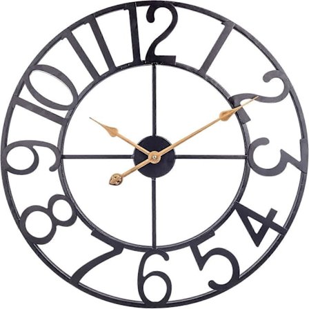 Klokke for r Vintage hus Metallklokke med arabiske tall Lydløs ikke-tikkende klokke Utendørs klokke for kjøkken Soverom Bakgård en - 35cm