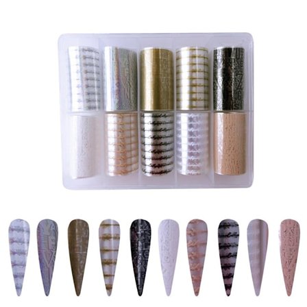 Nagelfolie / folie - Set 10 färger - 100 cm / st