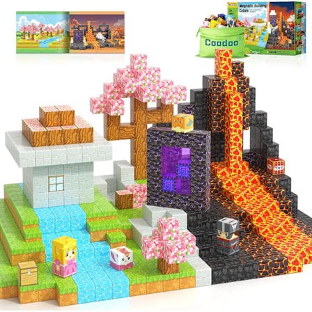 Magnetiske Blokke - Byg Min Magnet Verden Magisk Portal Sæt, Magnetiske Fliser Byggeklodser Legetøj til Småbørn, Kreative Børnespil Legetøj til Børn 