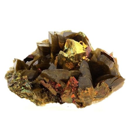 Sten og mineraler. Siderit + Kalkopirit. 1467,0 øre. Kaiwu Mine, Hezhang, Guizhou, Kina.