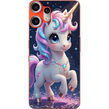 Kompatibelt Mobilskal till Nothing Nothing CMF Phone 2 Pro Söt enhörning med stora ögon, pastellfärgad man och glittrande smycken i sagolik nattmi