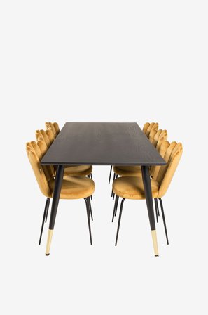 Furniture Fashion - Ruokailuryhmä Doris ja ruokapöydän tuolit Limhamn - Musta - Ruokailuryhmä 4 hengelle - - Homeroom