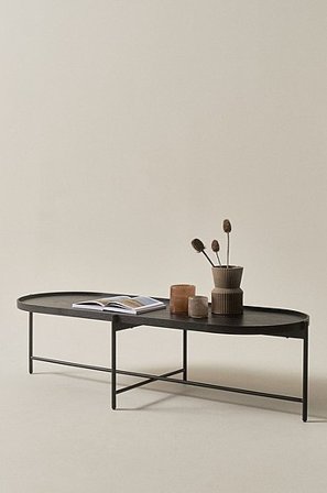 Jotex - Soffbord 60x160cm MDF - Stål Svart ekfaner RENO - Köp Soffbord hos Jotex