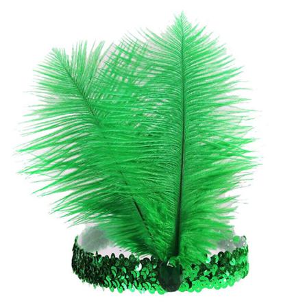 Paljetteja sulkapääpanta Sulkapäähine Holiday Party Hair Green
