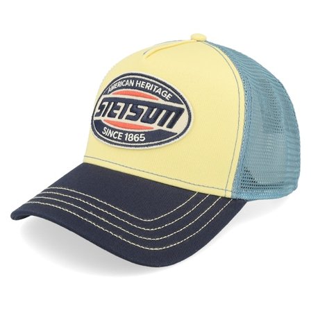 Stetson - Geel trucker Cap - High Speed Light Yellow/Midnight Blue/Navy A-Frame Trucker @ Hatstore