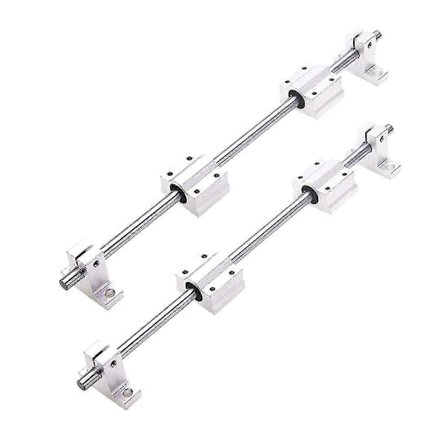 2 x 500 mm lineær aksel 8 mm Horisontal lineær guide kulelager + 4 x SK8 støtter + 4 x SCS8UU lagerblokker