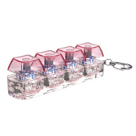 4-Knapps Mekanisk Keycap Tester Nyckelring Med LED-belysning För Stressreducering Och Avkoppling För Hem Eller Kontor