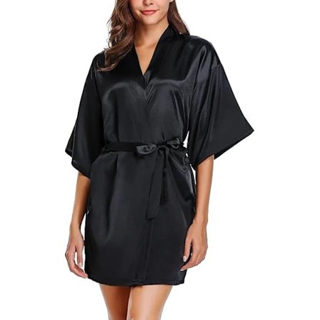 Satinmorgonrock för damer, mjuk sidenrock lätt nattlinne för brudar, bröllopsfestrockar med skärp