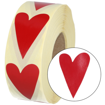 ETIKETT HJERTE RØD 48X32