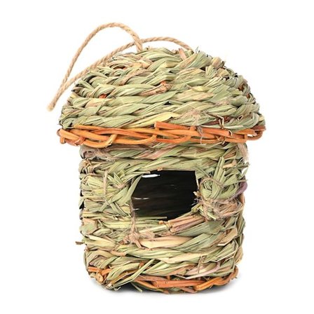 4 stk. Græs-vævede Hængende Fuglehuse Præcisionsstrikket Genanvendelig Rede Til Udendørs Have Balkon