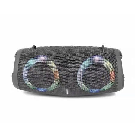 100W Hög Effekt Trådlös TWS Subwoofer Bärbar Vattentät Kort Högtalare RGB Färgrik Roterande Blinkande Ljus Bluetooth Högtalare (S, Grå)