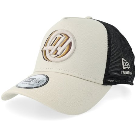 New Era - Motor Beige trucker Czapka Z Daszkiem - Haas F1 26 Seasonal 9FORTY Stone/Black A-frame Trucker @ Hatstore