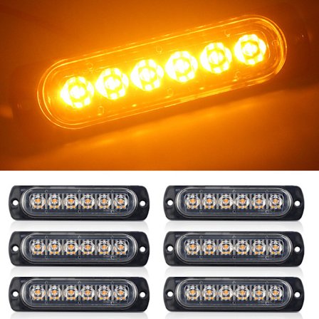 20-pak LED Strobelys 6 LED Gul Overflademontering Blinkende Advarselslys
