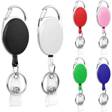 Retractable Badge Holder, 6 kpl Retractable Keychains (Monivärinen), Retractable Lanyard with Belt Retractor for Key Rings ID Card Badge Holder, with