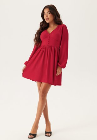 BUBBLEROOM Structure Button Mini Dress Red XL