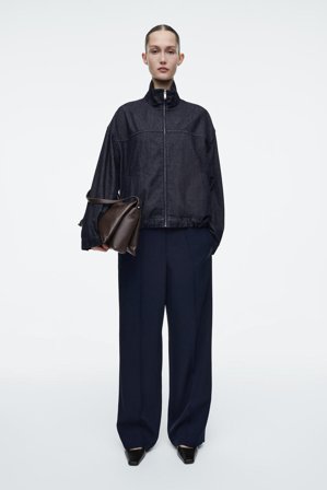 COS Women's Chaqueta Bomber Vaquera Oversize in Azul