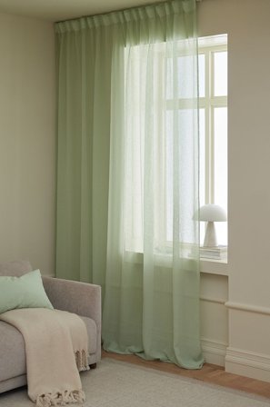 &Home - Multibåndsgardin Mila Wide 1-pak - Grøn - Gardinfag med rynkebånd - 300 - Fra Homeroom