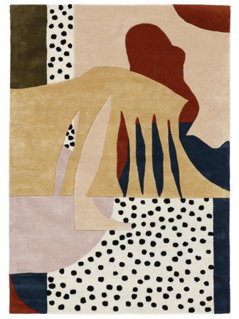 Wollteppich Abstrakt Don't Leaf Me Beige/Mehrfarbig Oeko-Tex