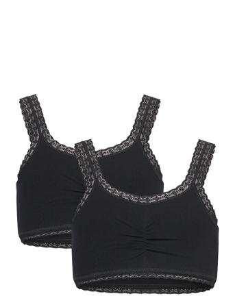 Organic Bra Top 2-Pack Black Rosemunde Kids