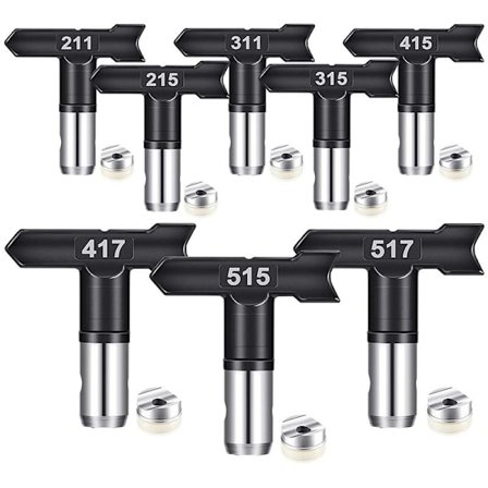 8 stk. vendbare malersprøjtespidser, vendbare sprøjtespidser til luftfri sprøjter, sprøjtespidser til luftfri sprøjter, sprøjtemaskindele