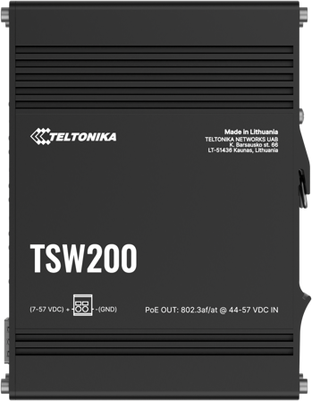 TELTONIKA | TSW200 | INDUSTRIAL POE+ ETHERNET SWITCH | 8x Port | 1Gbit/s | 240W PoE