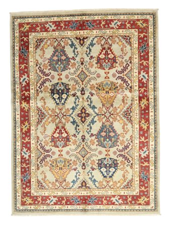 Noué À La Main Kazak Fine Tapis 147X200 De Laine Marron/Orange Petit