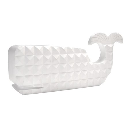 Dekorativ hvid fisk, polyresin, 40x11x18 cm