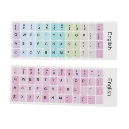 2 stk tastaturklistremerker, fargerike, engelsk språk, støvtett, vanntett belegg, PVC-materiale, datamaskin tastaturklistremerker A