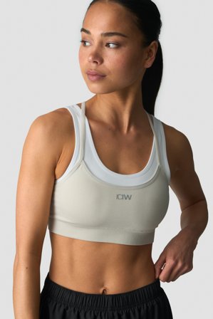 ICANIWILL - Mirage Seamless Double Layer Sports Bra Light Beige/White - Dame - ICIW