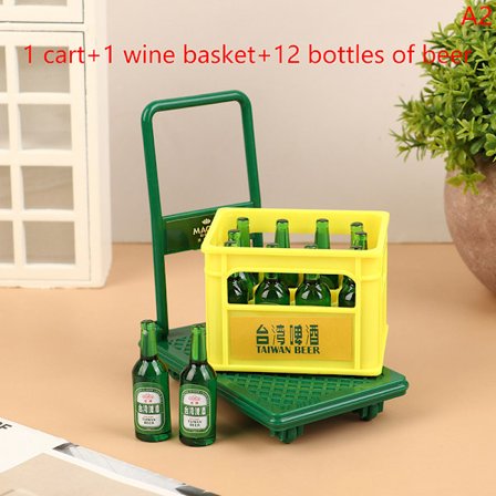 1/12 Dollhouse Simulation Beer Trolley Lelut Mini Beer Malli Dol