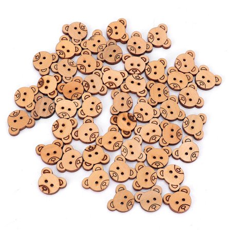 100 stk. Søde Små Bjørne Træknapper Kompatible med DIY Håndværk Syning Dekorationstilbehør Lysebrun