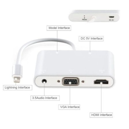 Lightning till HDMI/VGA-adapter med ljud