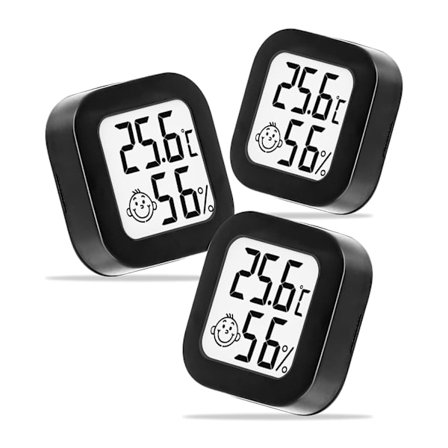 3 Mini Indendørs Termometre (Sorte), Digital Termometer Hygrometer