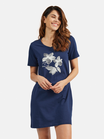 BRANDTEX - Natkjole - Navy - Print