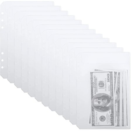 12 stk. A5 Binder Lommer Uden Lynlås 6 Huller Kontantkuverter Til A5 Budget Binder