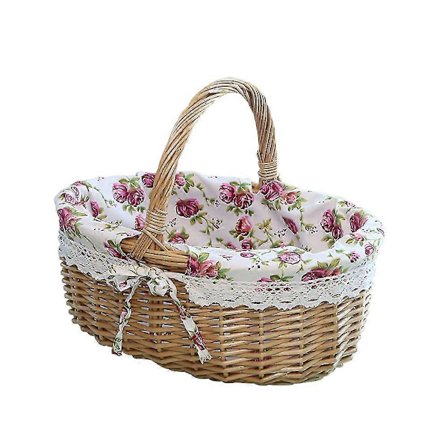Picknickkorg i rotting med handtag, pilkorg, handvävd påskkorg, korg för påskägg och godis, förvaringslåda för barnleksaker, presentkorg typ 2_yux